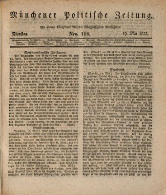 Münchener politische Zeitung (Süddeutsche Presse) Dienstag 19. Mai 1835