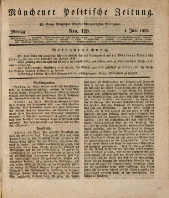 Münchener politische Zeitung (Süddeutsche Presse) Montag 1. Juni 1835