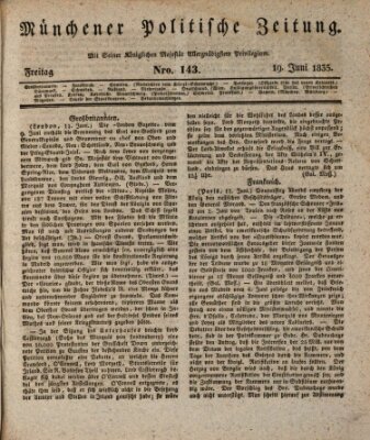 Münchener politische Zeitung (Süddeutsche Presse) Freitag 19. Juni 1835