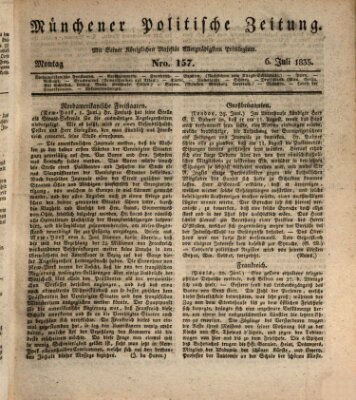 Münchener politische Zeitung (Süddeutsche Presse) Montag 6. Juli 1835