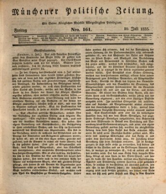 Münchener politische Zeitung (Süddeutsche Presse) Freitag 10. Juli 1835