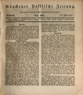 Münchener politische Zeitung (Süddeutsche Presse) Mittwoch 15. Juli 1835