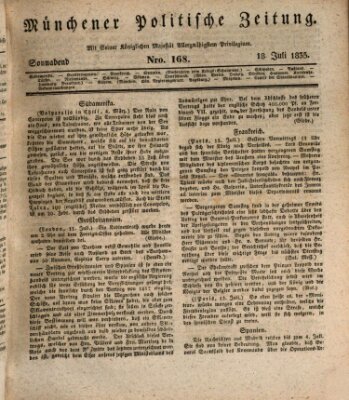 Münchener politische Zeitung (Süddeutsche Presse) Samstag 18. Juli 1835