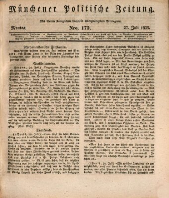 Münchener politische Zeitung (Süddeutsche Presse) Montag 27. Juli 1835