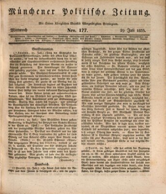 Münchener politische Zeitung (Süddeutsche Presse) Mittwoch 29. Juli 1835