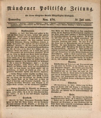 Münchener politische Zeitung (Süddeutsche Presse) Donnerstag 30. Juli 1835