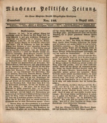 Münchener politische Zeitung (Süddeutsche Presse) Samstag 1. August 1835