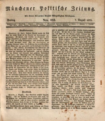 Münchener politische Zeitung (Süddeutsche Presse) Freitag 7. August 1835