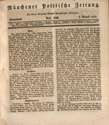 Münchener politische Zeitung (Süddeutsche Presse) Samstag 8. August 1835