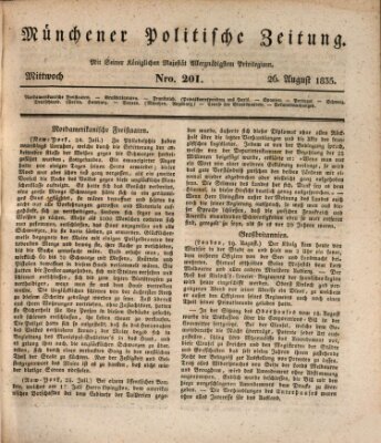 Münchener politische Zeitung (Süddeutsche Presse) Mittwoch 26. August 1835