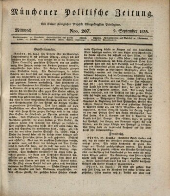 Münchener politische Zeitung (Süddeutsche Presse) Mittwoch 2. September 1835