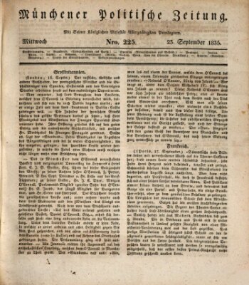 Münchener politische Zeitung (Süddeutsche Presse) Mittwoch 23. September 1835