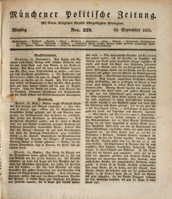 Münchener politische Zeitung (Süddeutsche Presse) Montag 28. September 1835