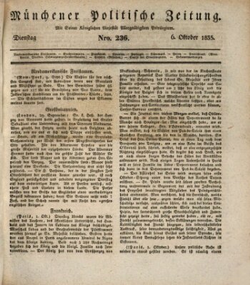 Münchener politische Zeitung (Süddeutsche Presse) Dienstag 6. Oktober 1835