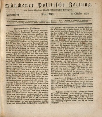 Münchener politische Zeitung (Süddeutsche Presse) Donnerstag 8. Oktober 1835