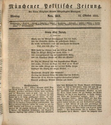 Münchener politische Zeitung (Süddeutsche Presse) Montag 12. Oktober 1835