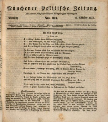 Münchener politische Zeitung (Süddeutsche Presse) Dienstag 13. Oktober 1835