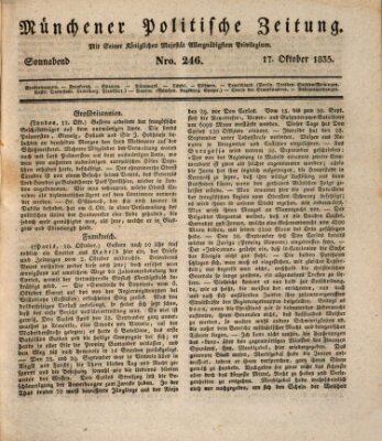 Münchener politische Zeitung (Süddeutsche Presse) Samstag 17. Oktober 1835