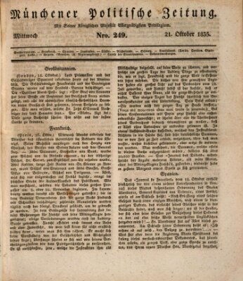 Münchener politische Zeitung (Süddeutsche Presse) Mittwoch 21. Oktober 1835