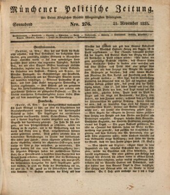 Münchener politische Zeitung (Süddeutsche Presse) Samstag 21. November 1835