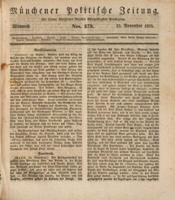 Münchener politische Zeitung (Süddeutsche Presse) Mittwoch 25. November 1835