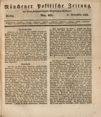 Münchener politische Zeitung (Süddeutsche Presse) Freitag 27. November 1835