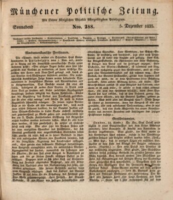 Münchener politische Zeitung (Süddeutsche Presse) Samstag 5. Dezember 1835