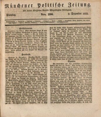 Münchener politische Zeitung (Süddeutsche Presse) Dienstag 8. Dezember 1835