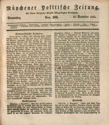 Münchener politische Zeitung (Süddeutsche Presse) Donnerstag 10. Dezember 1835