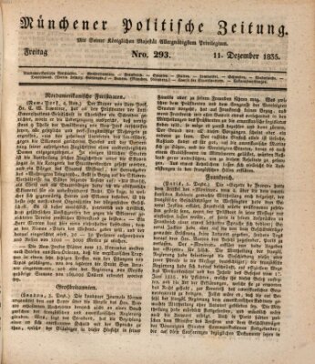 Münchener politische Zeitung (Süddeutsche Presse) Freitag 11. Dezember 1835