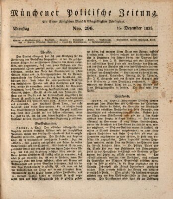 Münchener politische Zeitung (Süddeutsche Presse) Dienstag 15. Dezember 1835