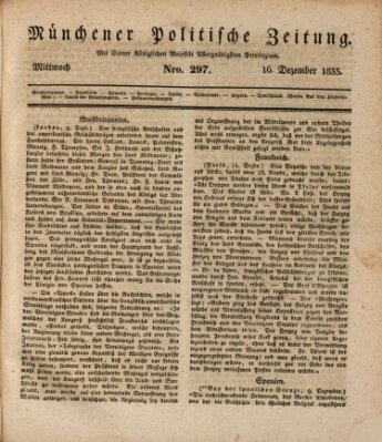 Münchener politische Zeitung (Süddeutsche Presse) Mittwoch 16. Dezember 1835