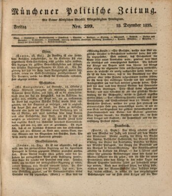 Münchener politische Zeitung (Süddeutsche Presse) Freitag 18. Dezember 1835