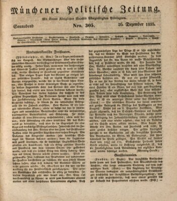 Münchener politische Zeitung (Süddeutsche Presse) Samstag 26. Dezember 1835