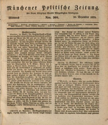 Münchener politische Zeitung (Süddeutsche Presse) Mittwoch 30. Dezember 1835