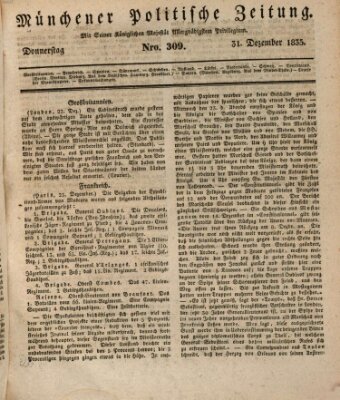 Münchener politische Zeitung (Süddeutsche Presse) Donnerstag 31. Dezember 1835