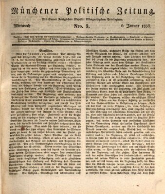 Münchener politische Zeitung (Süddeutsche Presse) Mittwoch 6. Januar 1836