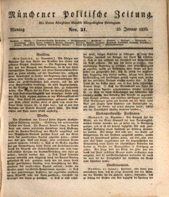 Münchener politische Zeitung (Süddeutsche Presse) Montag 25. Januar 1836