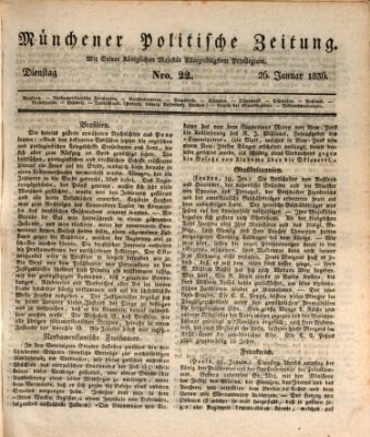 Münchener politische Zeitung (Süddeutsche Presse) Dienstag 26. Januar 1836
