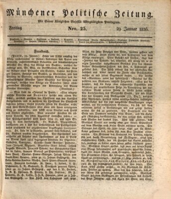 Münchener politische Zeitung (Süddeutsche Presse) Freitag 29. Januar 1836