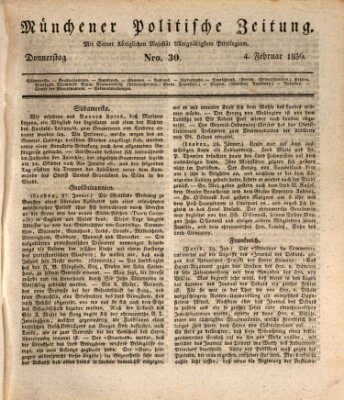 Münchener politische Zeitung (Süddeutsche Presse) Donnerstag 4. Februar 1836