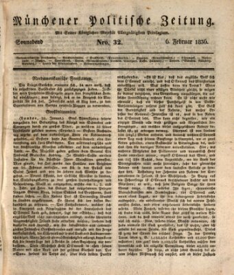 Münchener politische Zeitung (Süddeutsche Presse) Samstag 6. Februar 1836