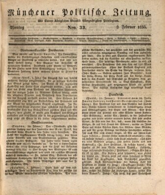 Münchener politische Zeitung (Süddeutsche Presse) Montag 8. Februar 1836