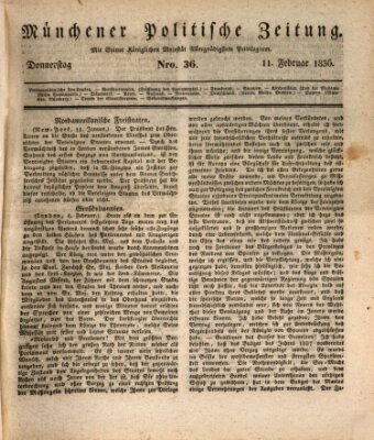 Münchener politische Zeitung (Süddeutsche Presse) Donnerstag 11. Februar 1836