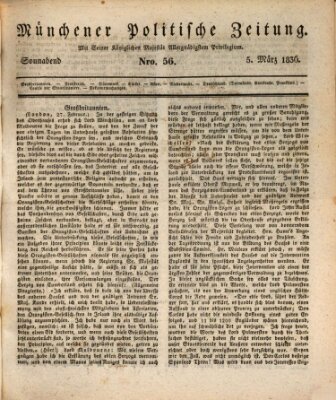 Münchener politische Zeitung (Süddeutsche Presse) Samstag 5. März 1836