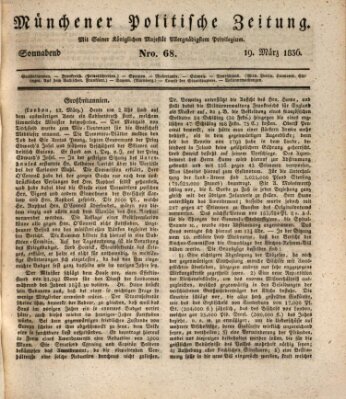 Münchener politische Zeitung (Süddeutsche Presse) Samstag 19. März 1836