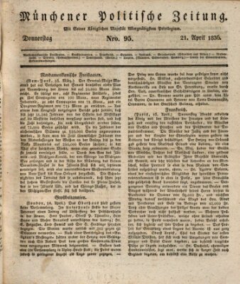 Münchener politische Zeitung (Süddeutsche Presse) Donnerstag 21. April 1836