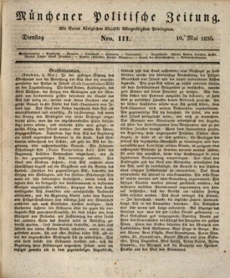 Münchener politische Zeitung (Süddeutsche Presse) Dienstag 10. Mai 1836