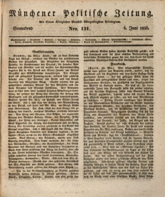 Münchener politische Zeitung (Süddeutsche Presse) Samstag 4. Juni 1836