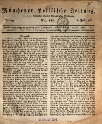 Münchener politische Zeitung (Süddeutsche Presse) Freitag 1. Juli 1836